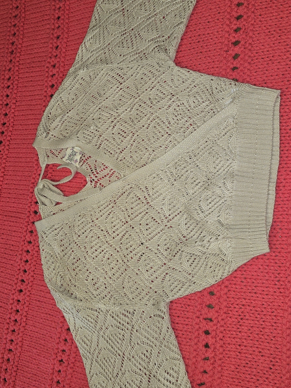 Hippie Rose beige open-knit sweater top